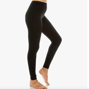 Mopas Ladies Black High Waist Fleece Long Leggings
